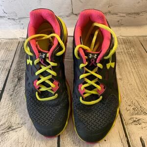 UNDER ARMOUR Women’s MicroG Monza Running Shoe - Pink/Black/Yellow / Size: 6.5